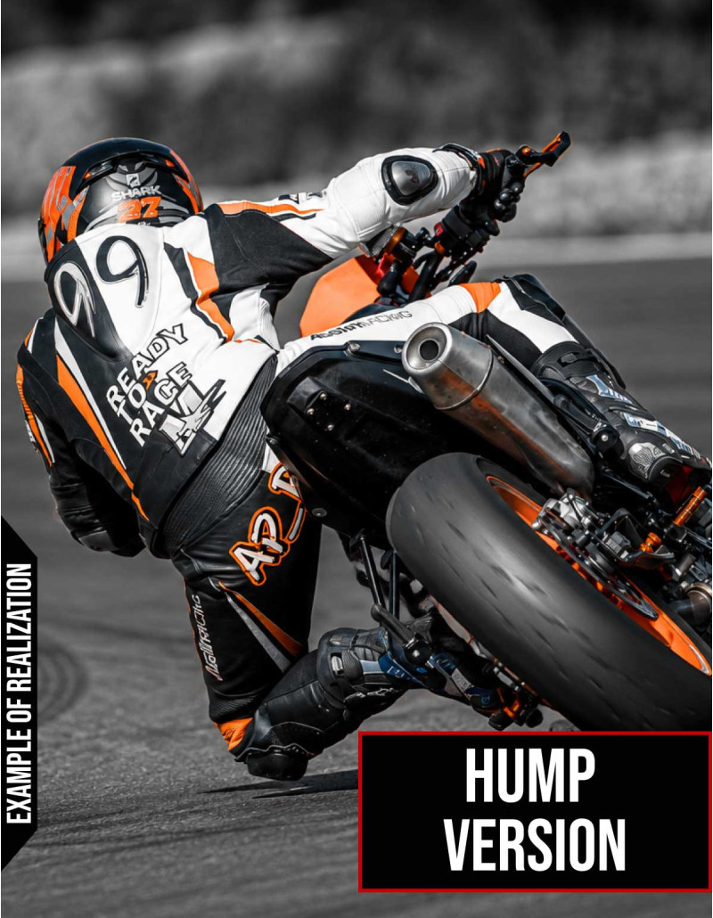 Motorcycle suit in cowhide or kangaroo leather, customizable, airbag compatible in&motion
