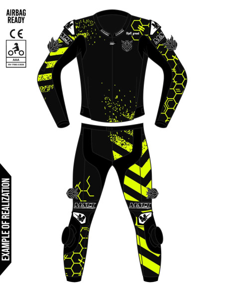 100% customizable ROAD GP motorcycle leather suit, 2 pièces
