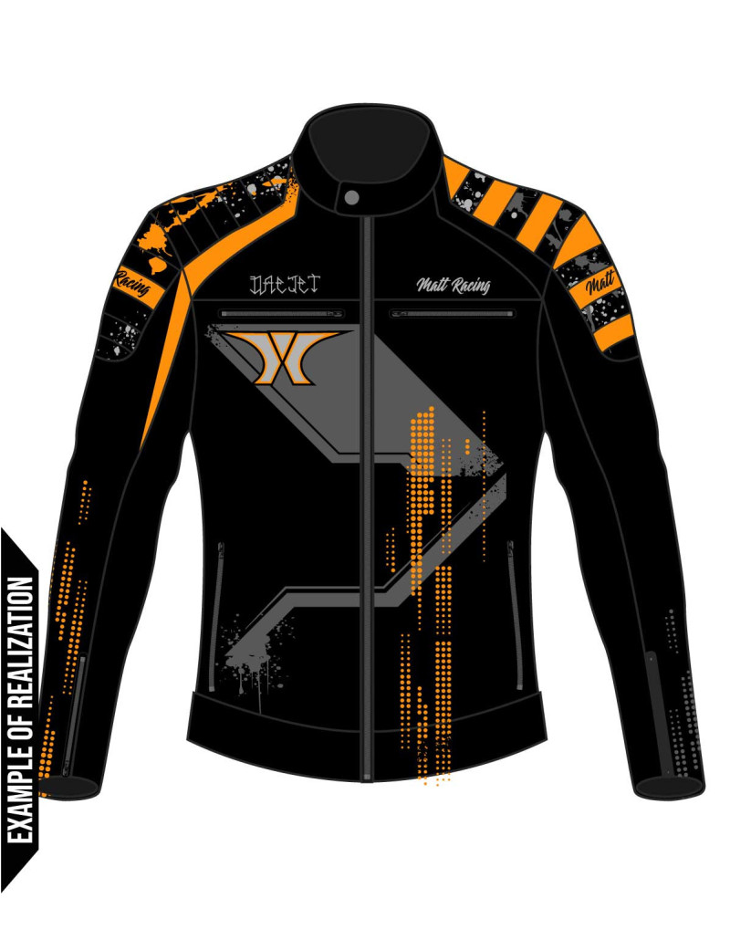 simulation de croquis pour un blouson moto en cuir vintage personnalisable free road.