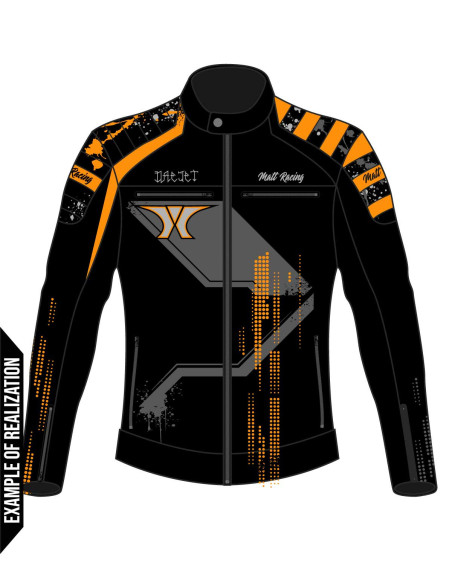 simulation de croquis pour un blouson moto en cuir vintage personnalisable free road.