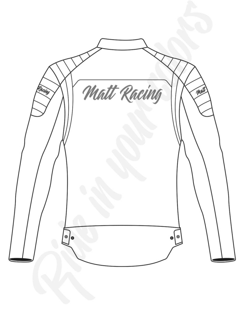 croquis vierge de dos d'un blouson moto en cuir vintage personnalisable matt racing