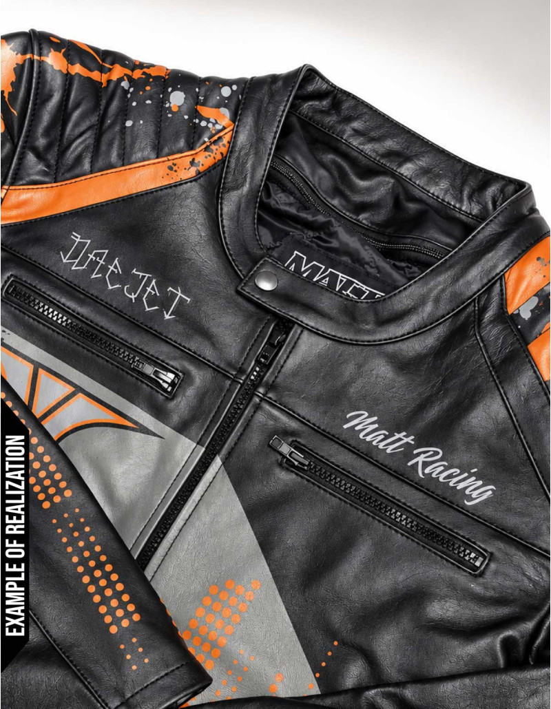 col d'une veste blouson moto personnalisable matt racing avec esprit vintage